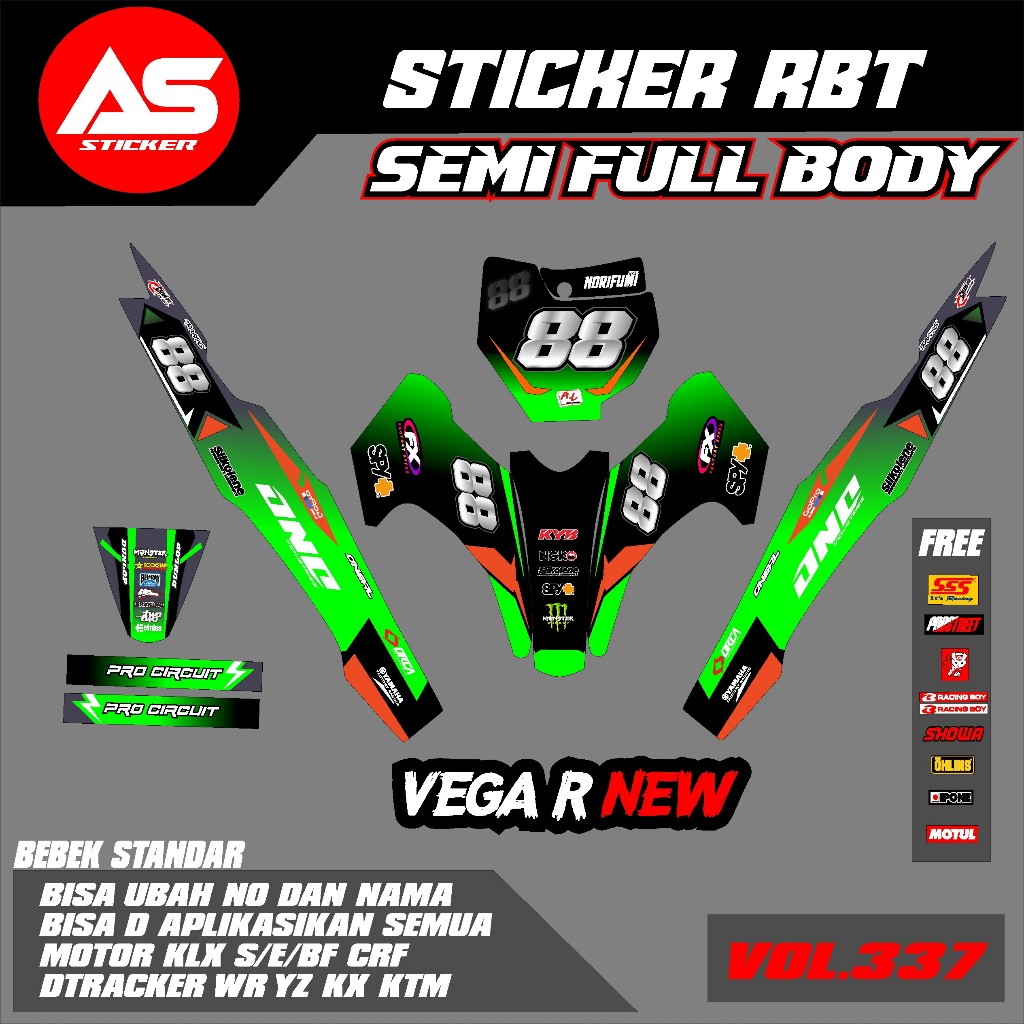 สติ๊กเกอร์ RBT VEGA R ใหม่ SEMI มอเตอร์ร่างกายเต็มรูปแบบ RBT BEBEK ...