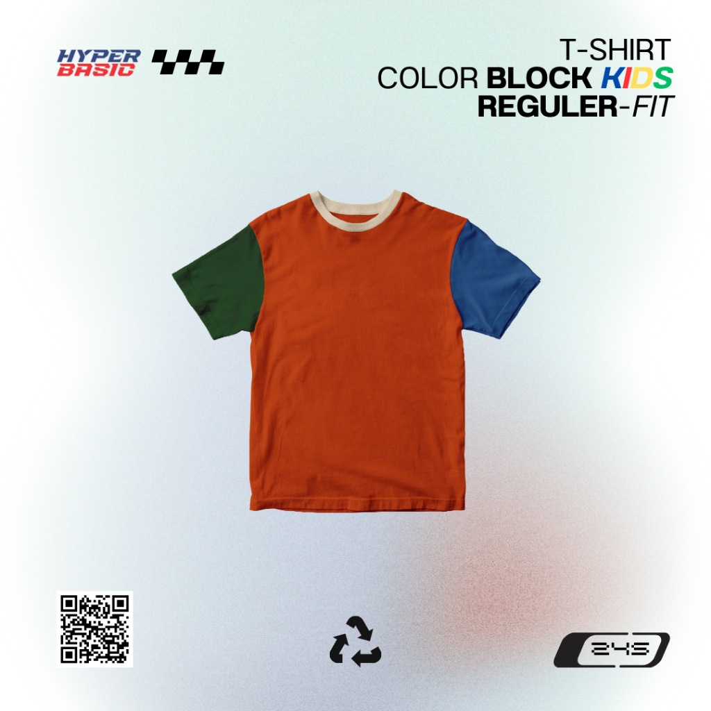 เสื้อยืดเด็กชาย Hyperbasic Tri color Block Plain Terracotta สีเขียว ...