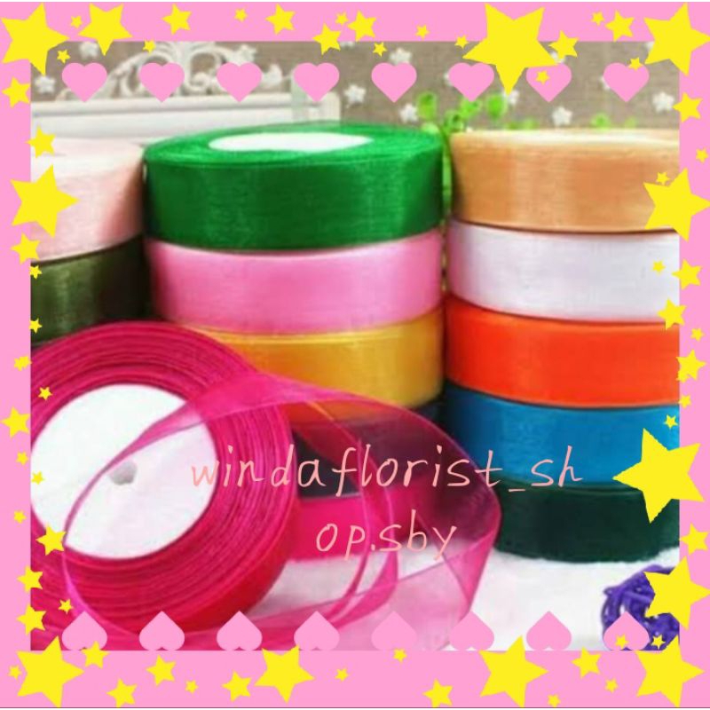 Organdi Ribbon (RETAIL PER METER) ชีฟอง Organza 2.5cm 1 INCH ช่อดอกไม้ ...