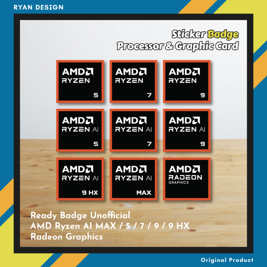 Amd Ryzen สติกเกอร์โลโก้ 5 7 9 Ryzen AI 5 7 9 MAX สติกเกอร์ AMD Radeon ...
