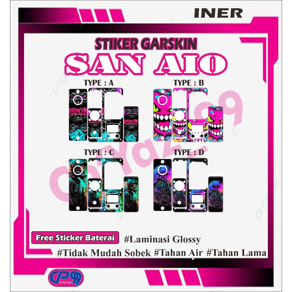Garskin SAION INER STICKER สติกเกอร์ไวนิล + GLOSSY GUARANTE CHYAZ99 ...