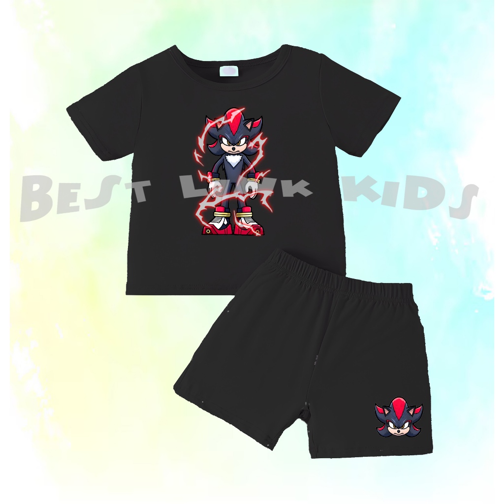 Hitam Shadow Sonic Costume ชุดเสื้อยืดเด็ก - Best Kids เสื้อยืดสีดําและ ...