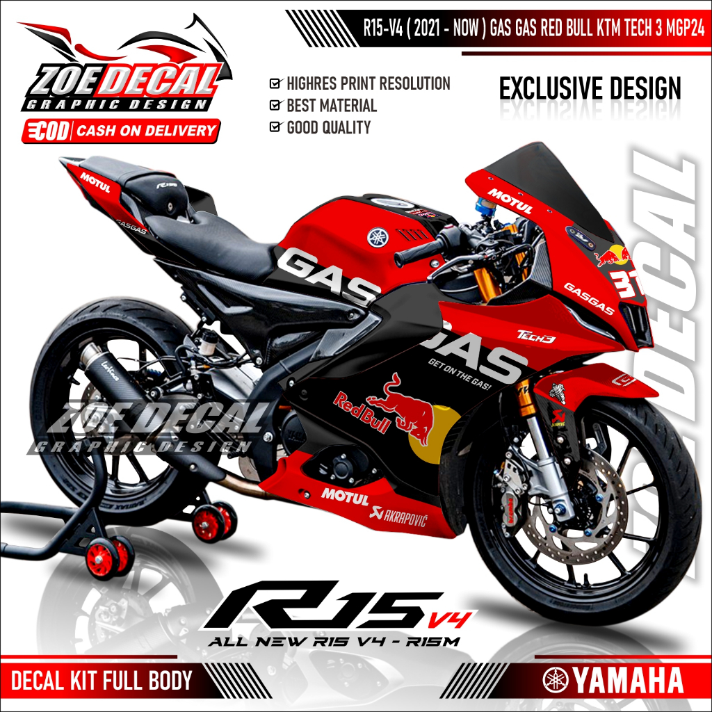 ใหม่ Decal สติกเกอร์ Full Body Yamaha R15 V4 Motif/Livery REDBUULL ...
