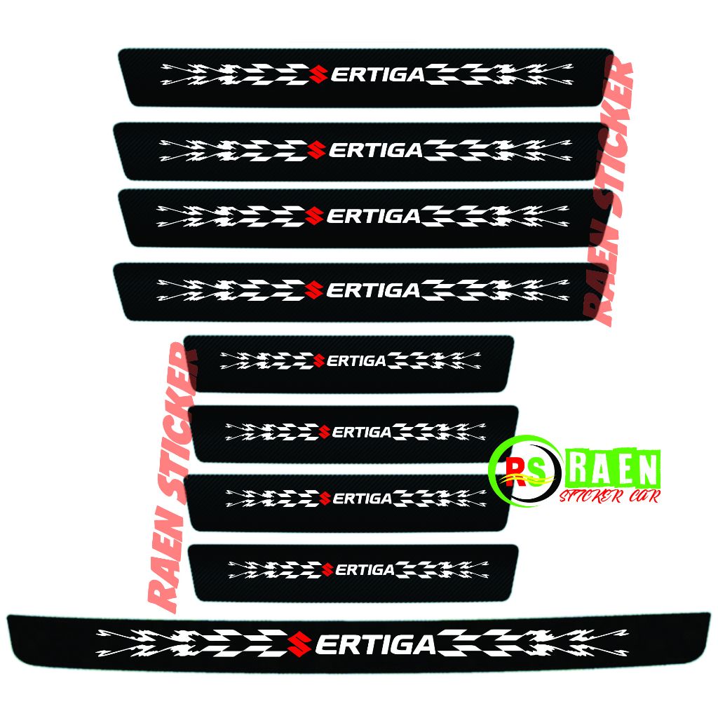 9 ชิ้น suzuki ertiga สติกเกอร์คาร์บอนตัดสติกเกอร์รถประตู From Footrest