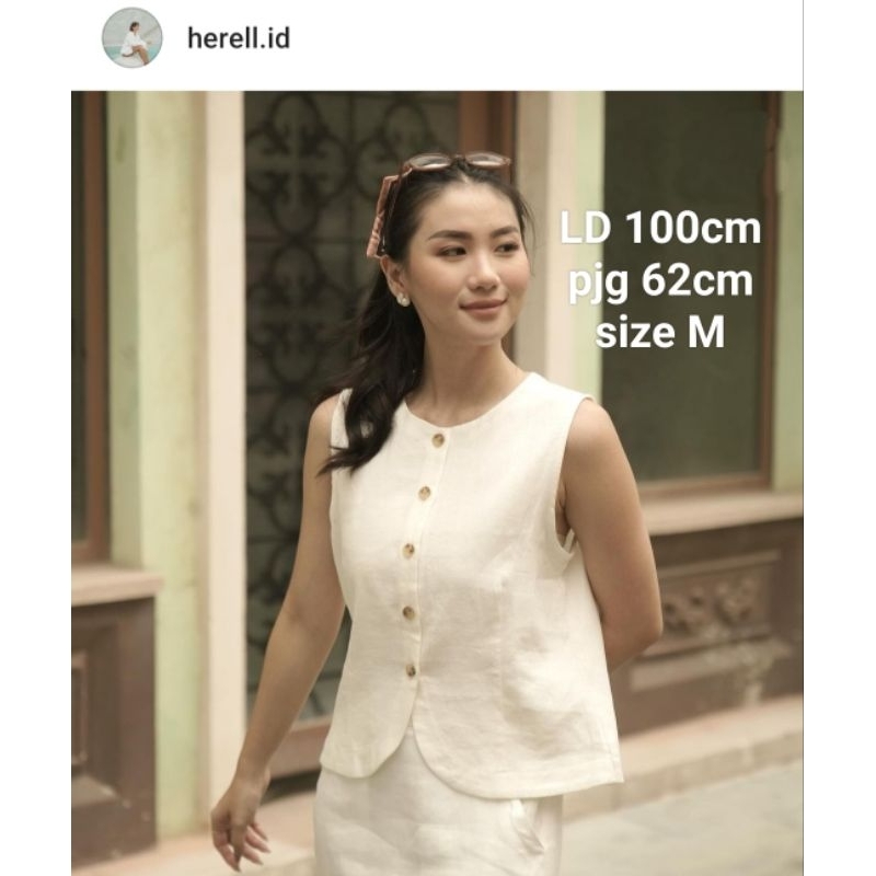 Preloved branded original HERELL ลินิน เสื้อแขนกุดสีขาว ไซส์ M | Shopee ...