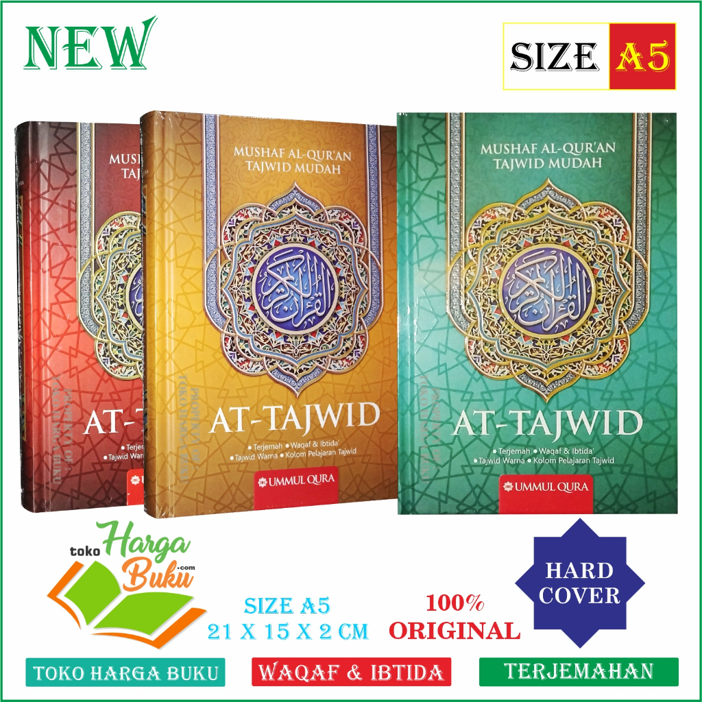 Al-Quran Tajwid A5 HC Mushaf Al-Quran At-Tajwid Easy Color Transmul ...