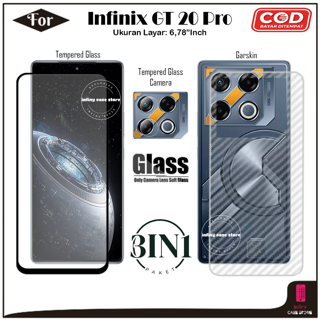 3in1 Anti-Scratch Infinix GT 20 Pro กระจกนิรภัยคลุมทั้งหมดแพ็คเกจหน้าจอ ...
