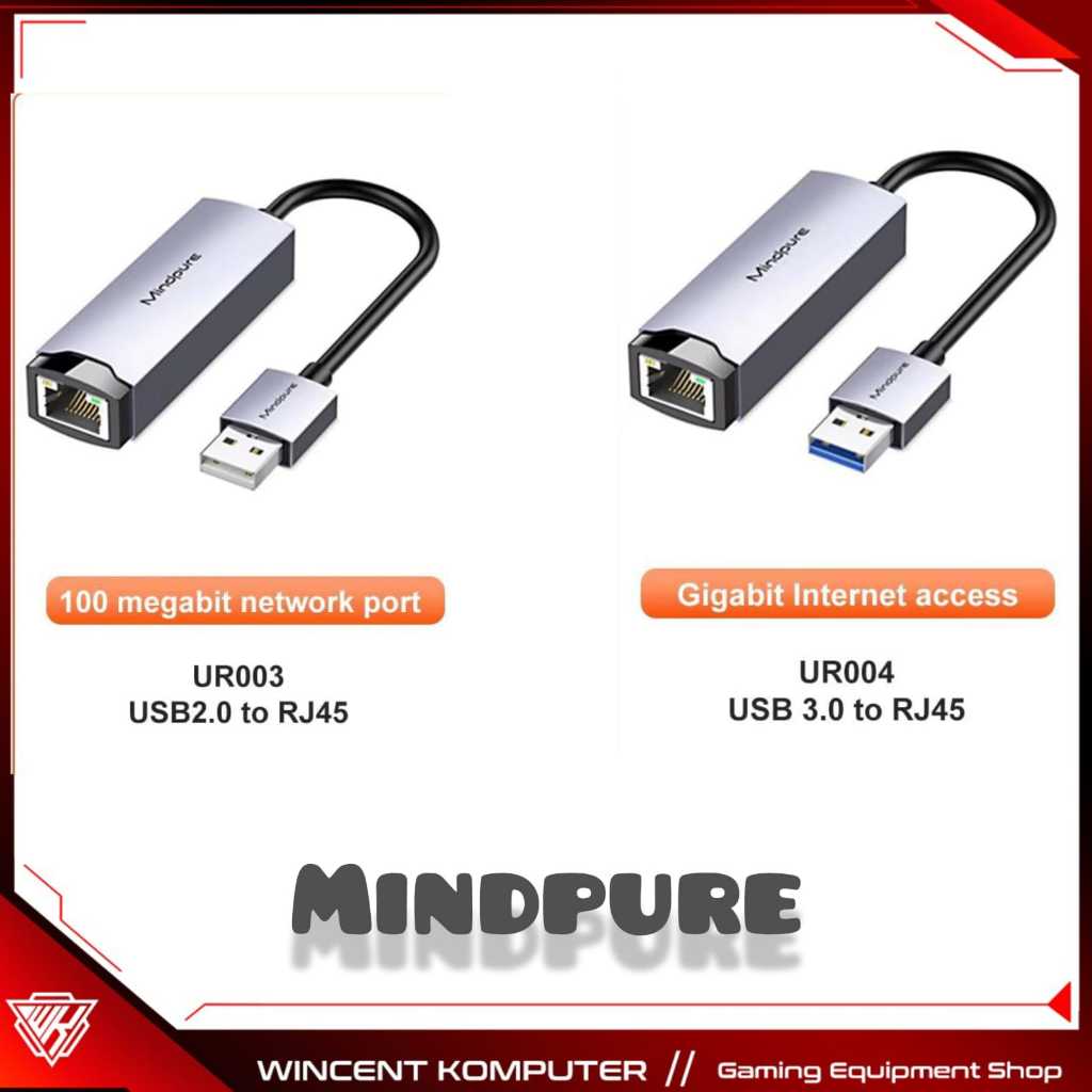 ตัวแปลง USB เป็น Lan Mindpure UR003 | UR004 100Mbps / 1000Mbps | Shopee ...