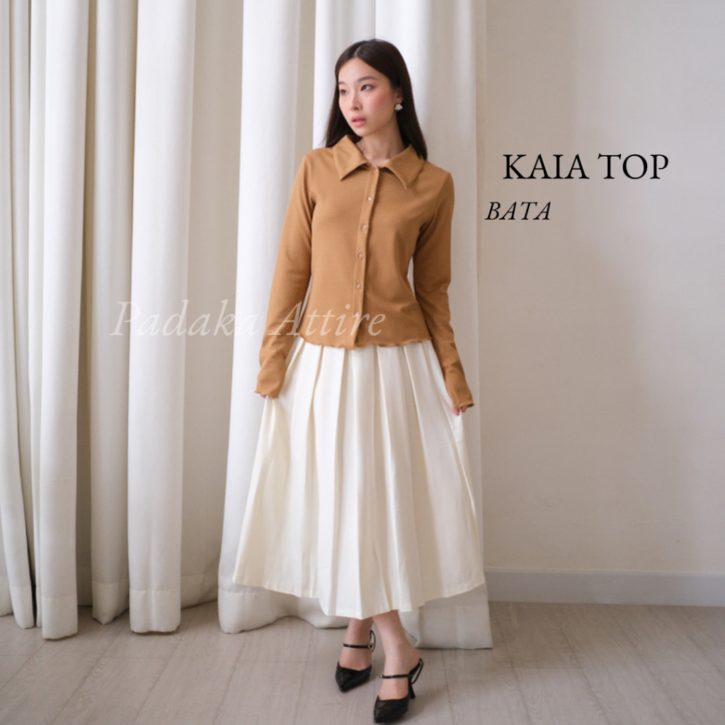 Kaia TOP - Padaka Attiret - กระดุมแขนยาวระดับพรีเมียม ซี่โครงทรง ...
