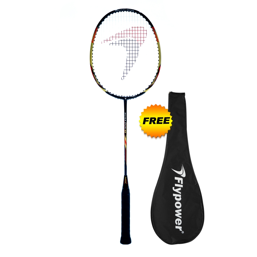 ไม้แบดมินตัน Flypower Nusa Dua 03 Black Gold ประกอบด้วย Strings Plus ...