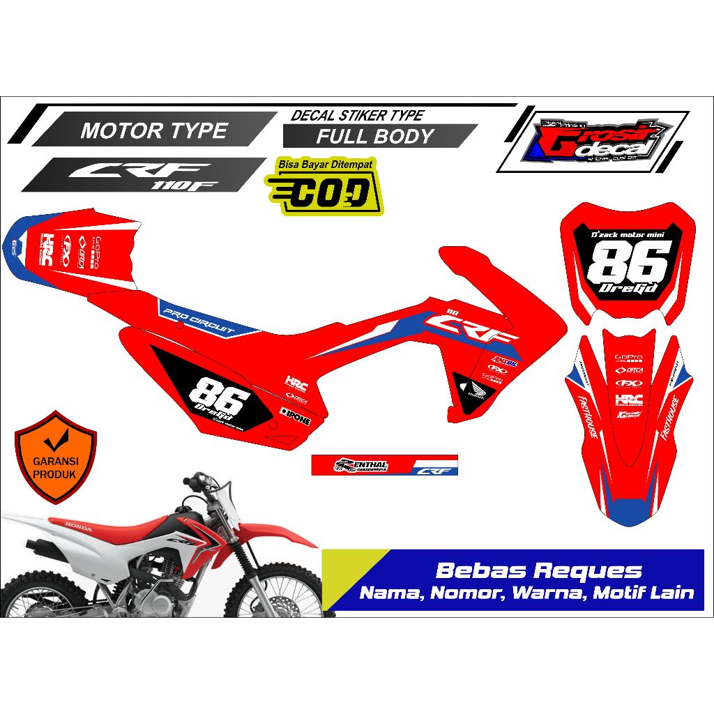Mini Trail CRF 110 Full Body Striping สติกเกอร์ฟรี Custom Mini Trail ...