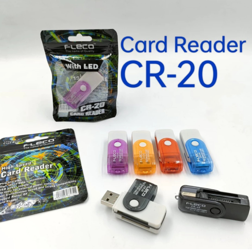 เครื่องอ่านการ์ด Fleco CR 20 Micro SD Multi Universal LED USB 2.0 4 ...