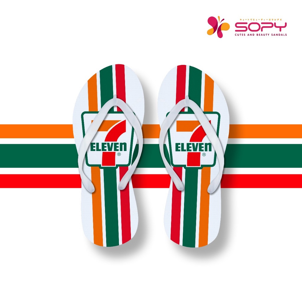 7Eleven Minimarket Pattern รองเท้าแตะผู้หญิง | Shopee Thailand