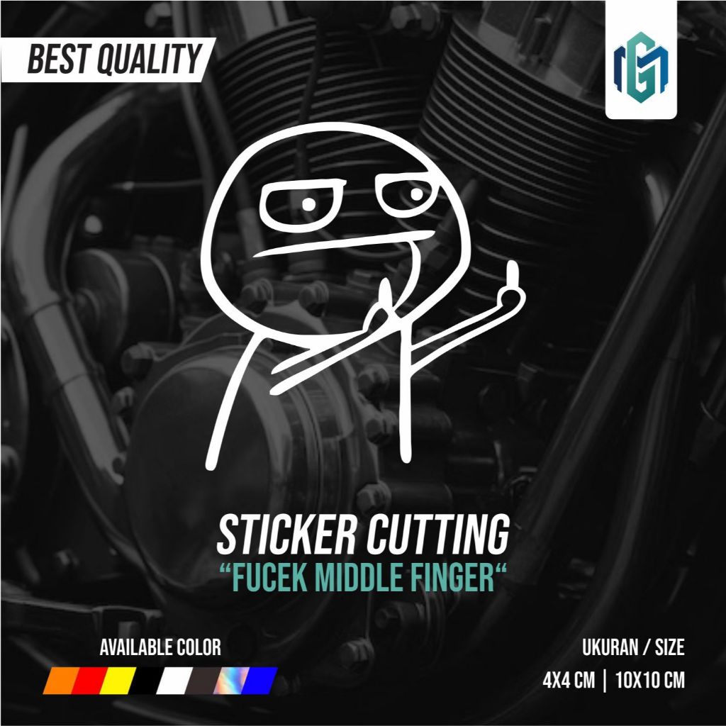 สติ๊กเกอร์ตัด Fucek Middle Finger Meme | Viral Motorcycle and Car ...