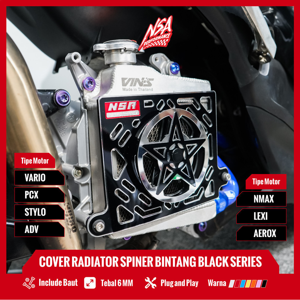 Nsa COVER หม้อน้ํา Spinner Bintang BLACK SERIES VARIO PCX NMAX AEROX ...