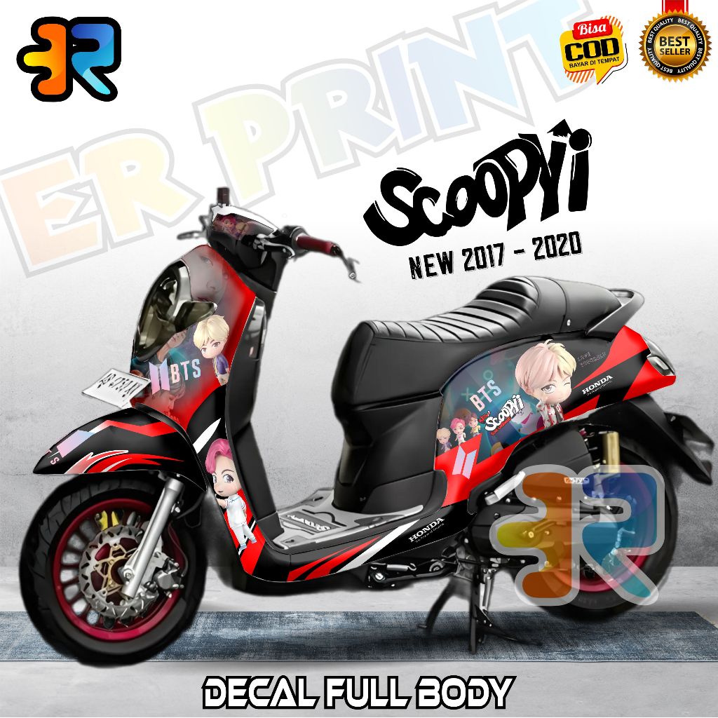 ใหม่ Scoopy 2017 2020 Full Body Decal สติกเกอร์, BTS Design Variations ...