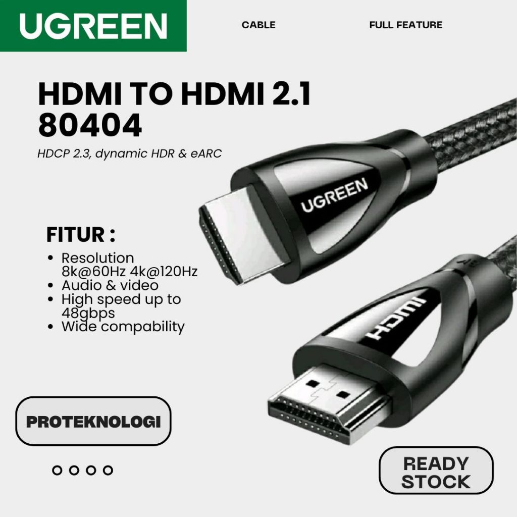 UGREEN 80404 8K สาย HDMI HDMI เป็น HDMI 2.1 60Hz 3M สายความเร็วสูงพิเศษ ...