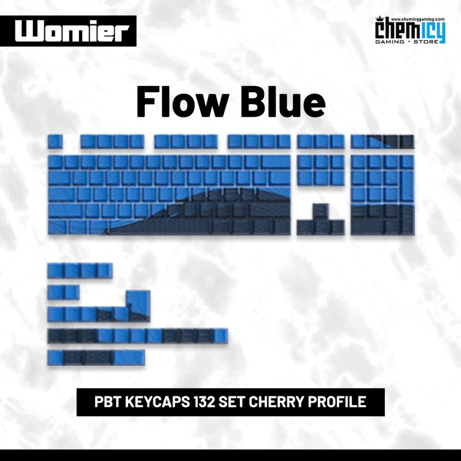 Womier Flow Blue PBT Keycaps 132 ชุดโปรไฟล์เชอร์รี่ | Shopee Thailand
