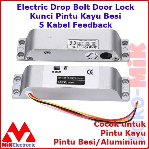 ELECTRIC DROP DOOR LOCK IRON WOOD DOOR LOCK 5 FEEDBACK CABLES | Shopee ...