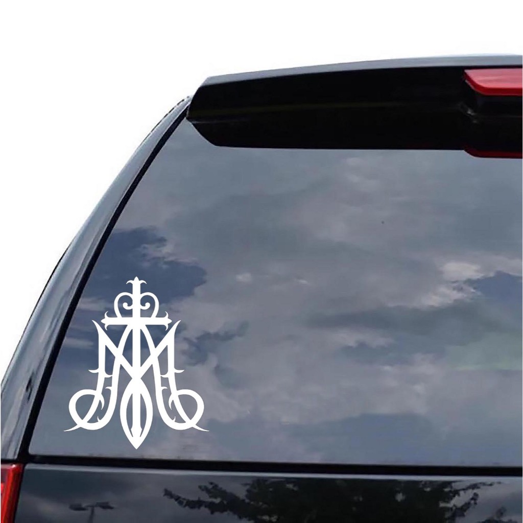 คาทอลิกคริสเตียน Ave Maria Monogram สติ๊กเกอร์ติดรถยนต์ตัดไวนิลสะท้อน ...