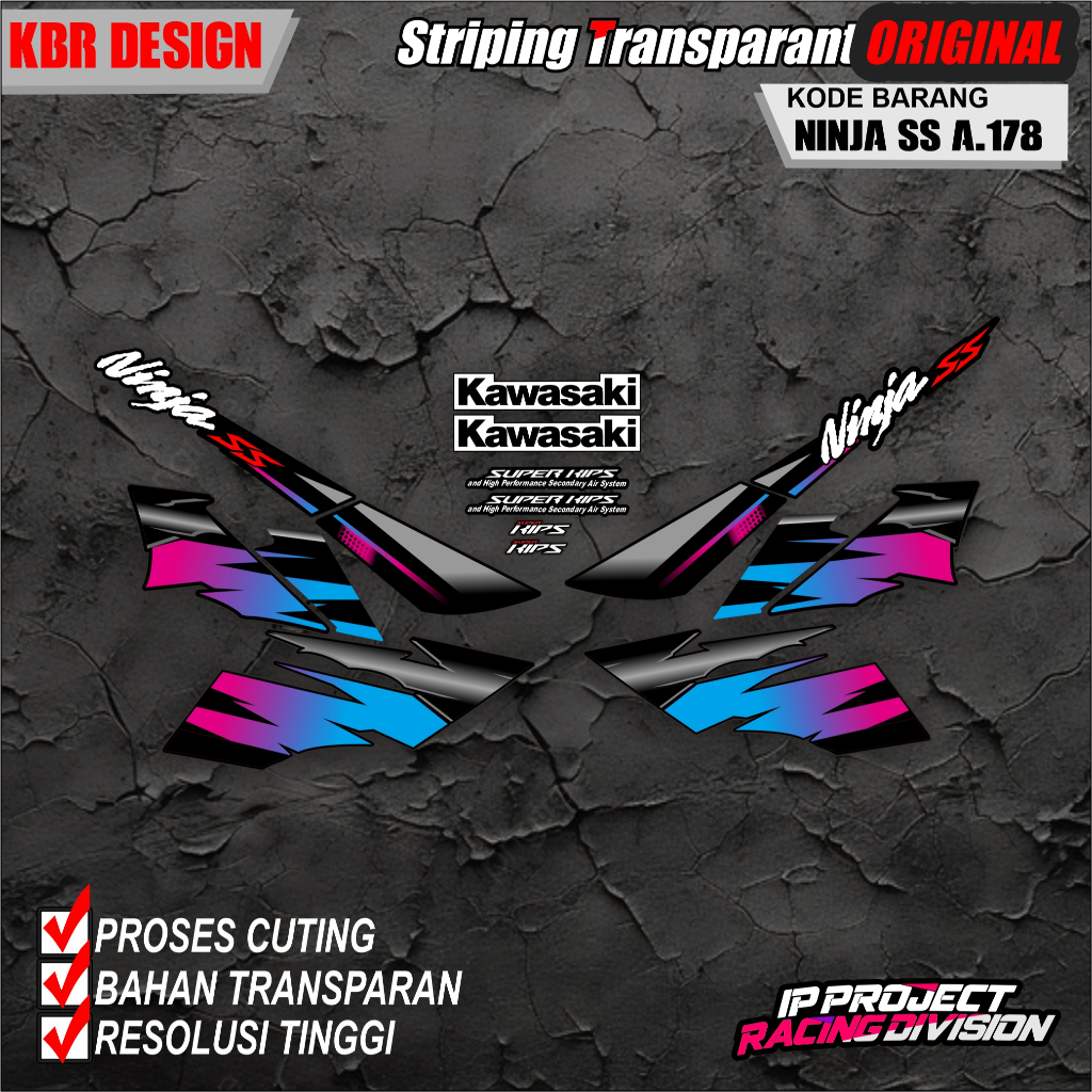 สติ๊กเกอร์ NINJA SS STRIPING TRANSPARENT RACING DESIGN maxdecal A.178 ...