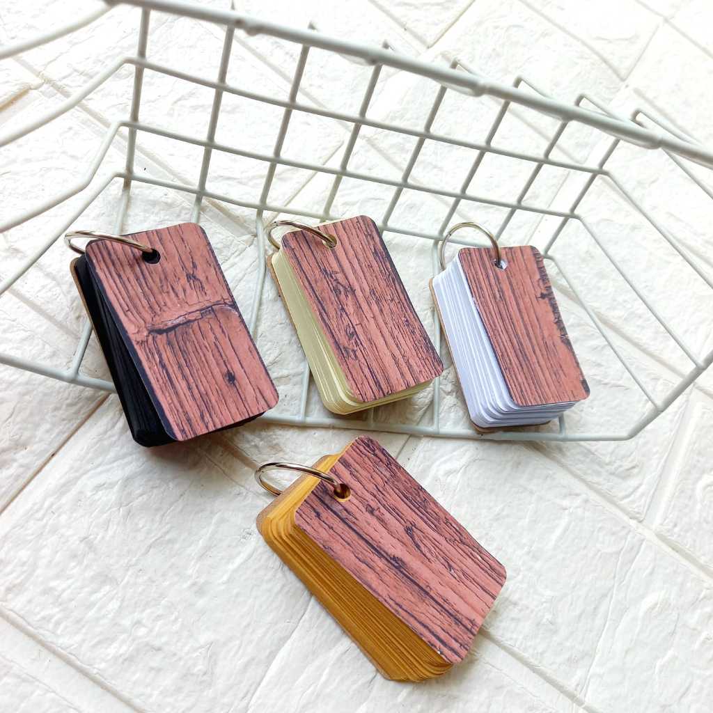 Kayu Memo Mini Flash Card Ring Note Cover ลายไม้ | Shopee Thailand