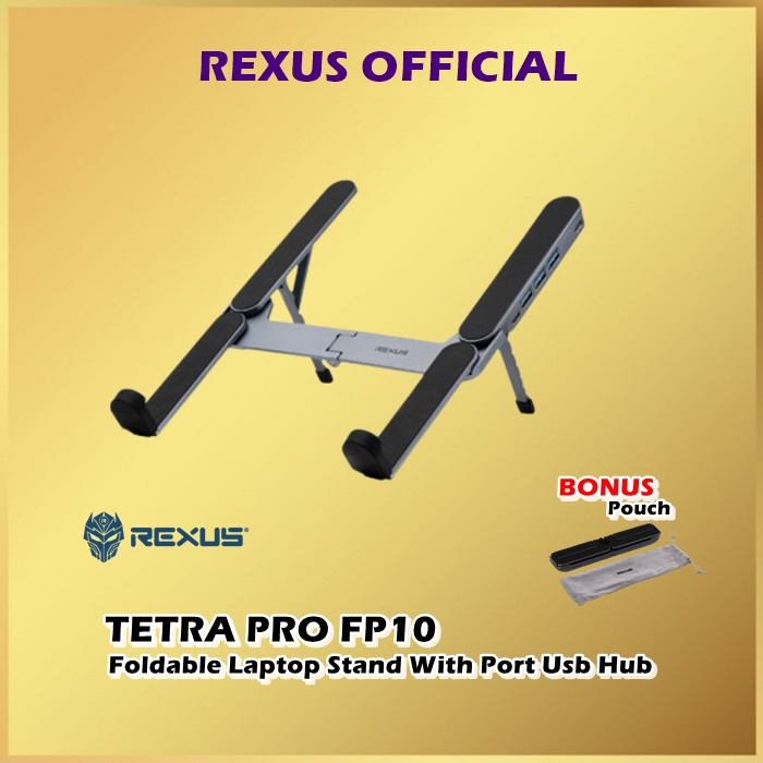 Rexus Tetra Pro FP10 ขาตั้งแล็ปท็อปแบบพับได้พร้อมพอร์ตฮับ USB ประเภท C ...
