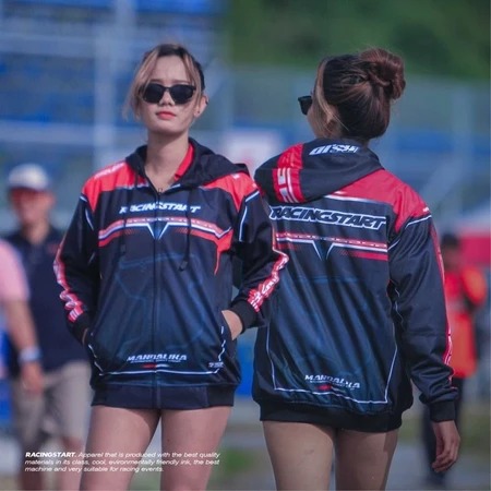 RACINGSTART วัสดุร่มชูชีพ Trucker Jacket Hoodie การพิมพ์ดิจิตอลระเหิด ...