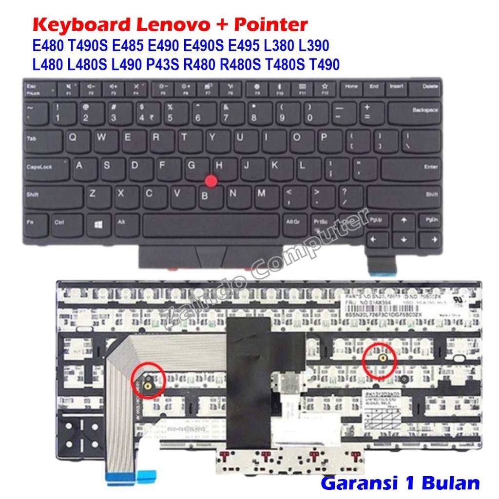 คีย์บอร์ด LENOVO THINKPAD E480 T490S E485 E490 E490S E495 L380 L390 ...