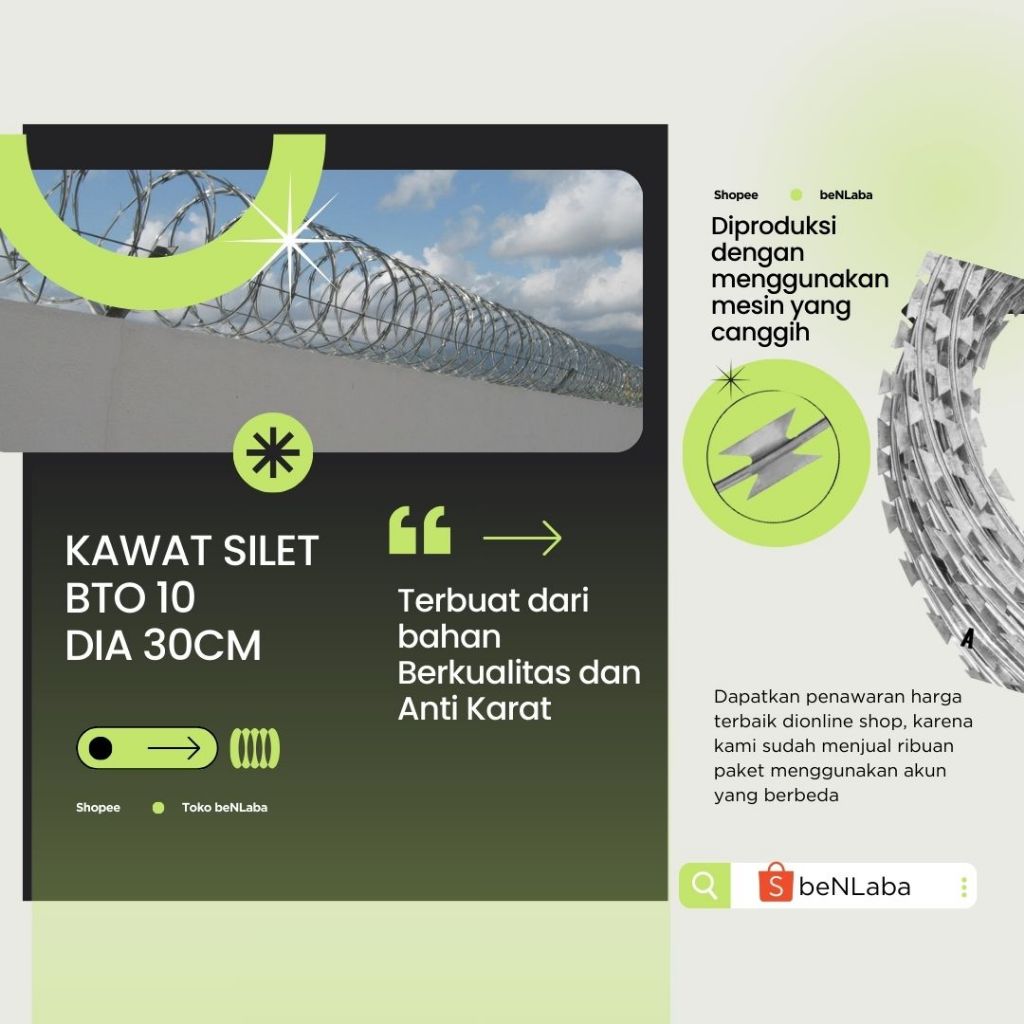 RAZOR WIRE BTO 10 DIAMETER 30 ซม., BTO 22, BTO 30 HOME SAFETY, สร้าง ...