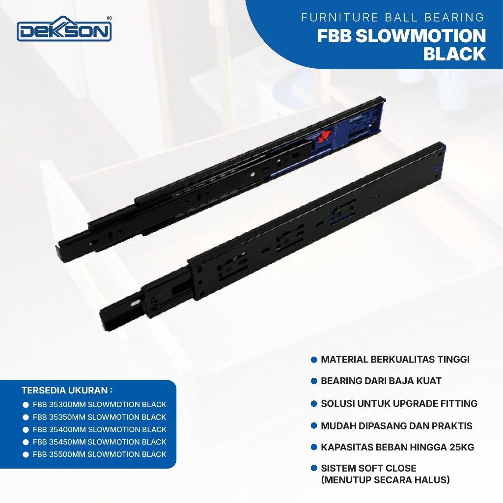 Dekkson SOFT CLOSE FBB SLOWMOTION BLACK DRAWER RAIL | Shopee Thailand