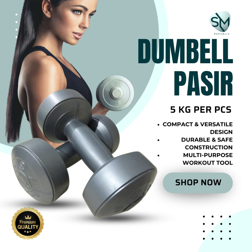 Dumbell Barbel Sand Plastic PVC Premium Dumble 5KG ดัมเบลบาร์เบล 5 KG ...