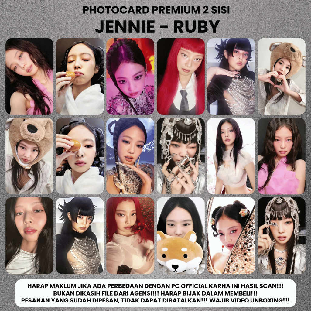 (ต่อเนื่อง 2-3 ชิ้น) JENNIE RUBY Photocard - PC พรีเมี่ยม 2 ด้าน ...