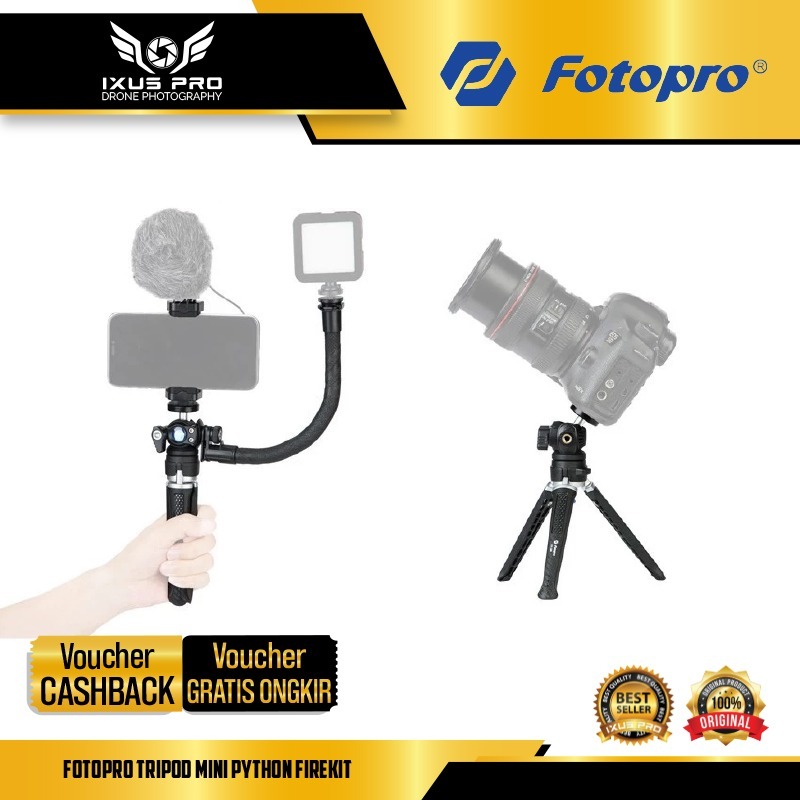 Fotopro ขาตั้งกล้อง Python Firekit - ชุดขาตั้งกล้องขนาดเล็กแบบขาตั้ง ...