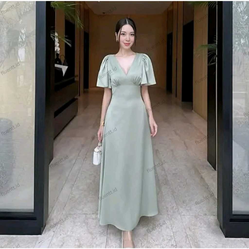 long dress shopee Korean Fashion Deep V-Neck Floral Print Long Sleeve Maxi Dress Women High  Waist Fairy Dresses Vestido Clothing 21-0300-1| Alibaba.com