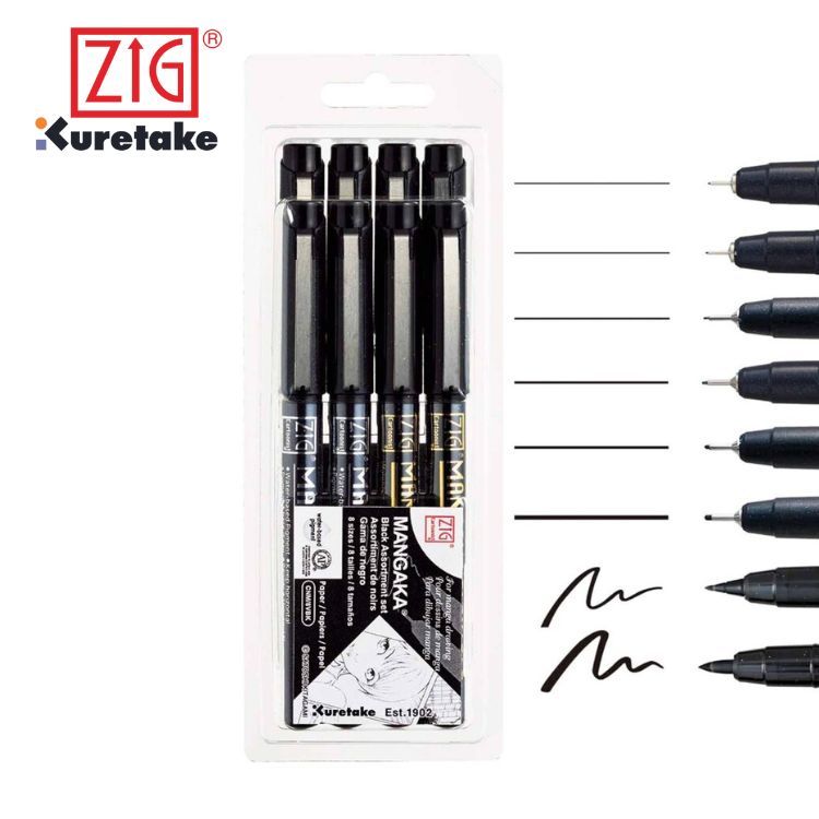 Zig Cartoonist Mangaka - calibred fineliner with pigmented ink - colours - - e-shop