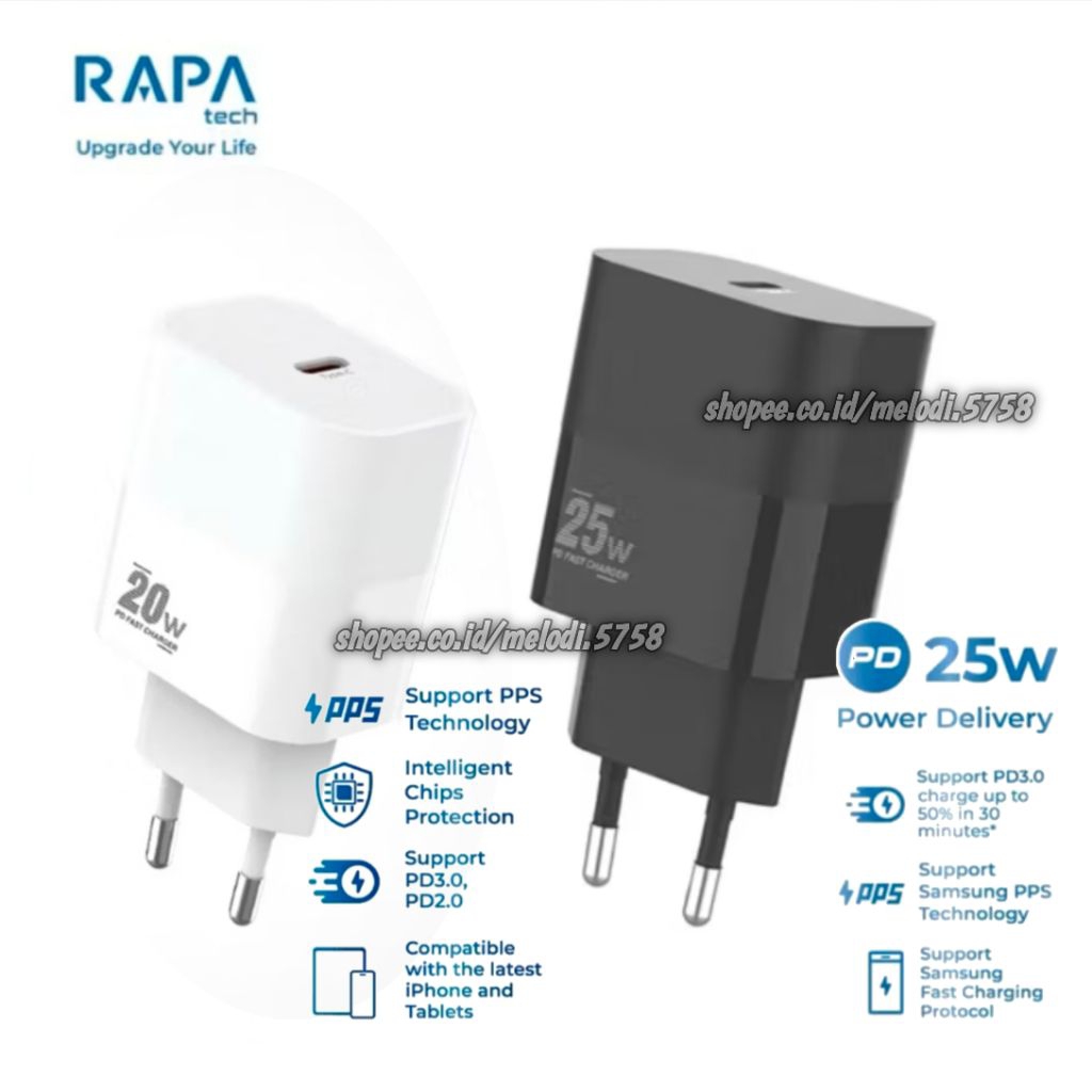 RAPAtech Power Adapter Charger 20W 25W Usb C PD super Fast Charging ...