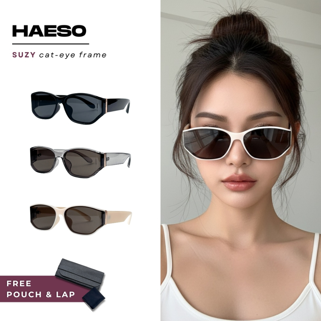 HAESO - SUZY Cat Eye แว่นตากันแดดแฟชั่นเกาหลีผู้หญิงผู้ชายแว่นตากันแดด ...