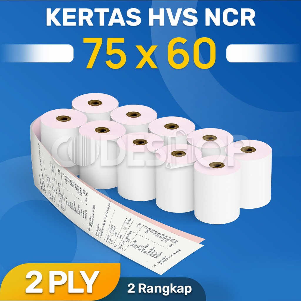 NCR HVS กระดาษใบเสร็จแคชเชียร์ 60 X 75 mm - 2PLY - HVS NCR 2 PLY Dot ...