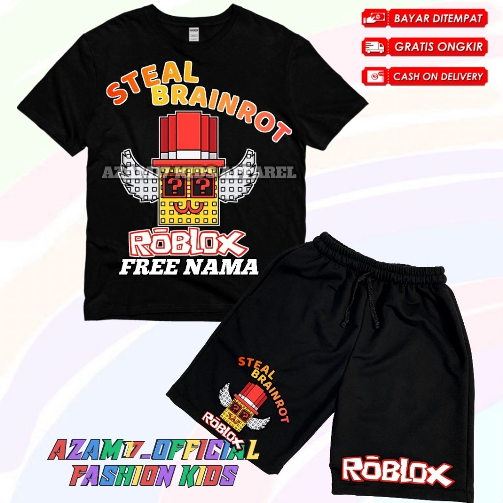 Roblox Steal A Brainrot Kids Shorts Set ชื่อฟรี / Roblox Steal Brarot ...