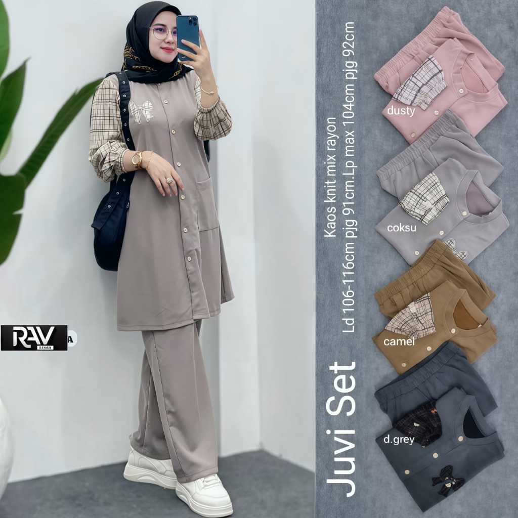 JUVI SET BY RAV / ชุดผู้หญิง TOP MIX PANTS MADE FROM KNIT MIX RAYON ...