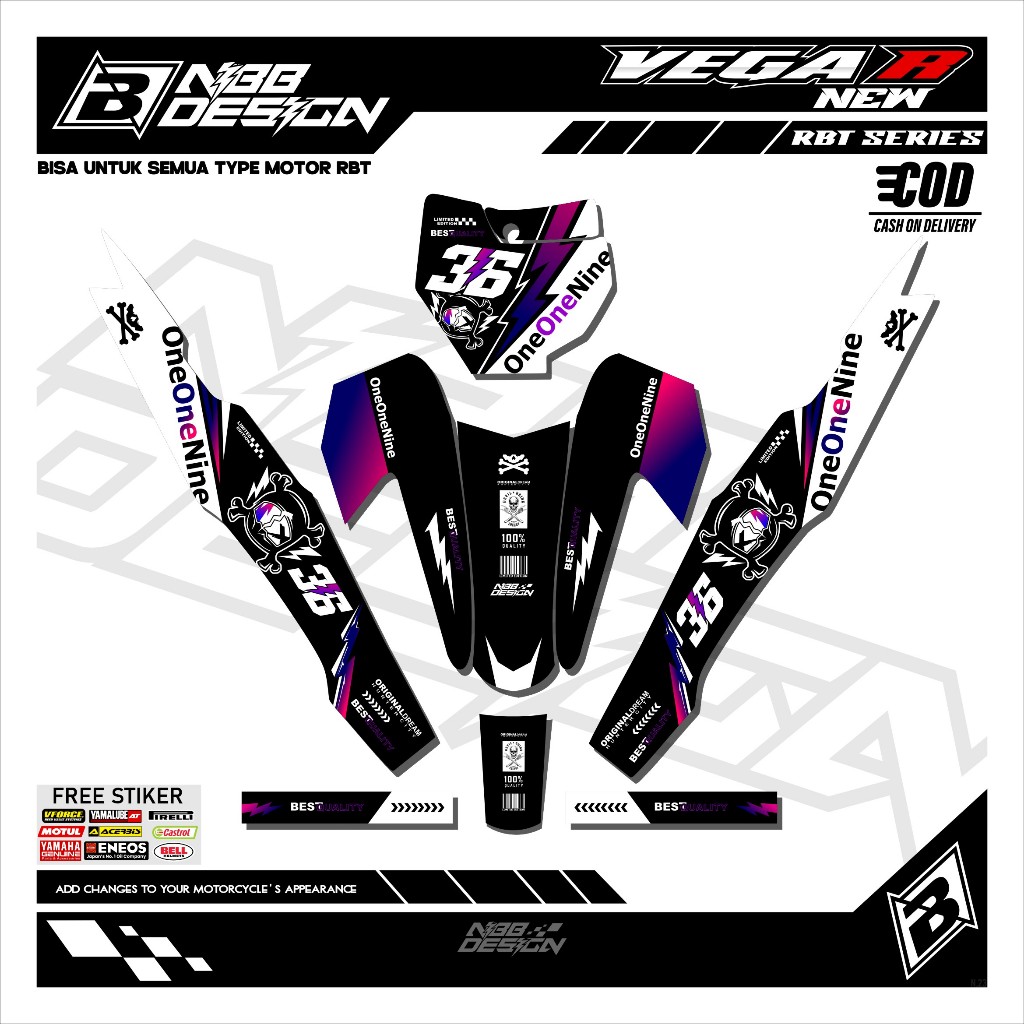 RBT VEGA R ใหม่ Striping สติกเกอร์ดัดแปลงเป็ด Striping สติกเกอร์ RBT ...
