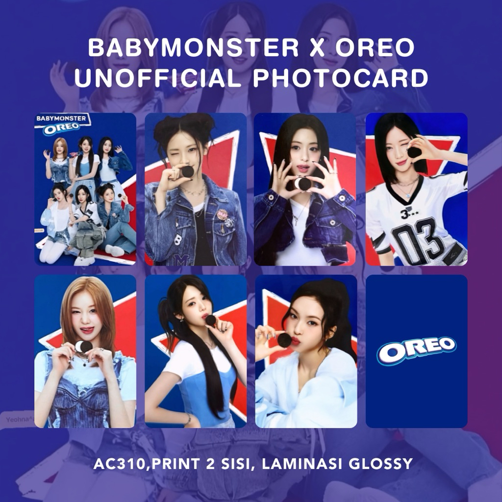 BABYMONSTER x OREO UNOFFICIAL PHOTOCARD Ahyeon Ruka Asa Chiquita Rora ...