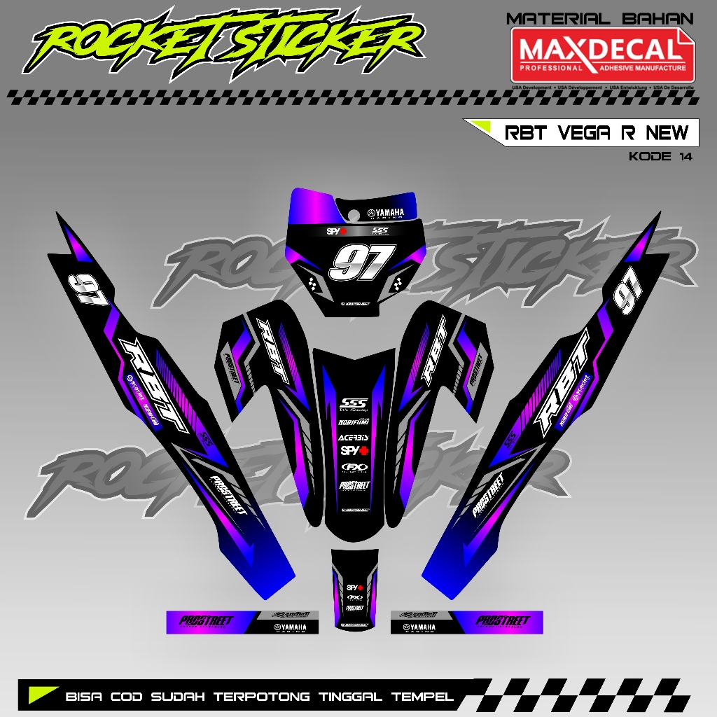 RBT/GTX VEGA R ใหม่ Variation สติกเกอร์ล่าสุด RBT Striping RBT ดัดแปลง ...