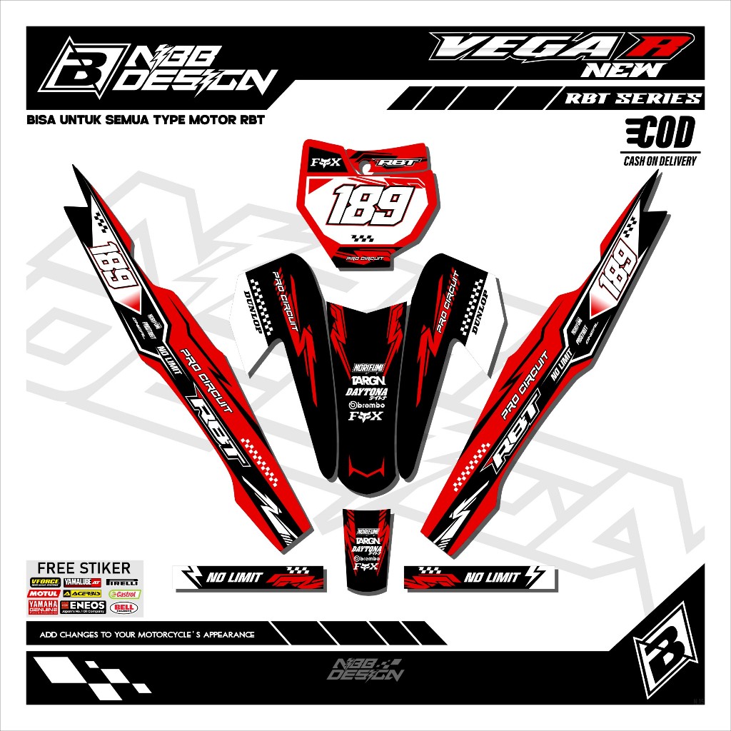 VEGA R ใหม่ Striping สติกเกอร์ดัดแปลงเป็ด Striping สติกเกอร์ RBT VEGA R ...
