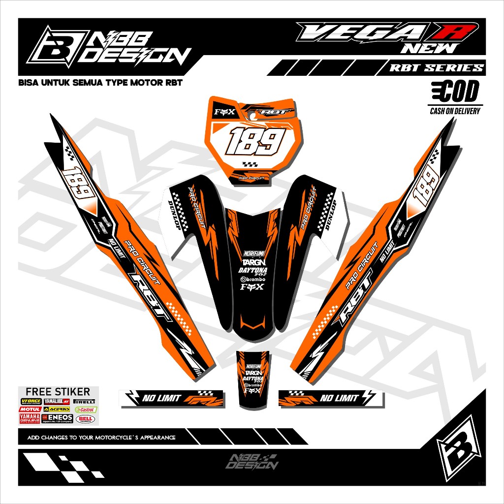 VEGA R ใหม่ Striping สติกเกอร์ดัดแปลงเป็ด Striping สติกเกอร์ RBT VEGA R ...