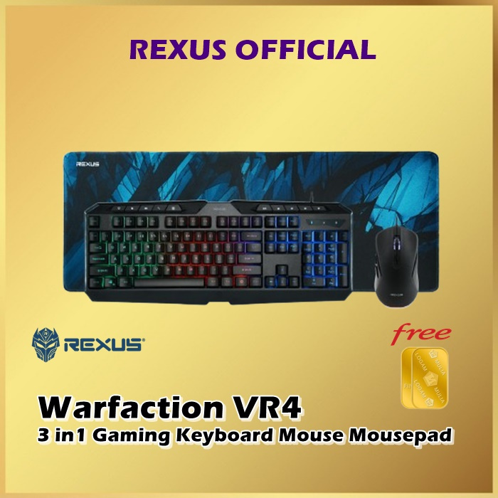 Rexus Warfaction VR4 3in1 Gaming Combo Kit คีย์บอร์ดเมาส์ Mousepad ...