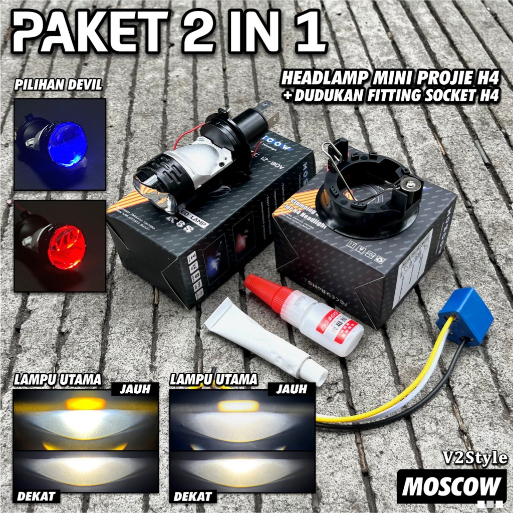 H4 เลเซอร์ 55W สูง Low AC DC 12-80V LED หลักบิลโปรเจคเตอร์แพคเกจ HI LOW ...