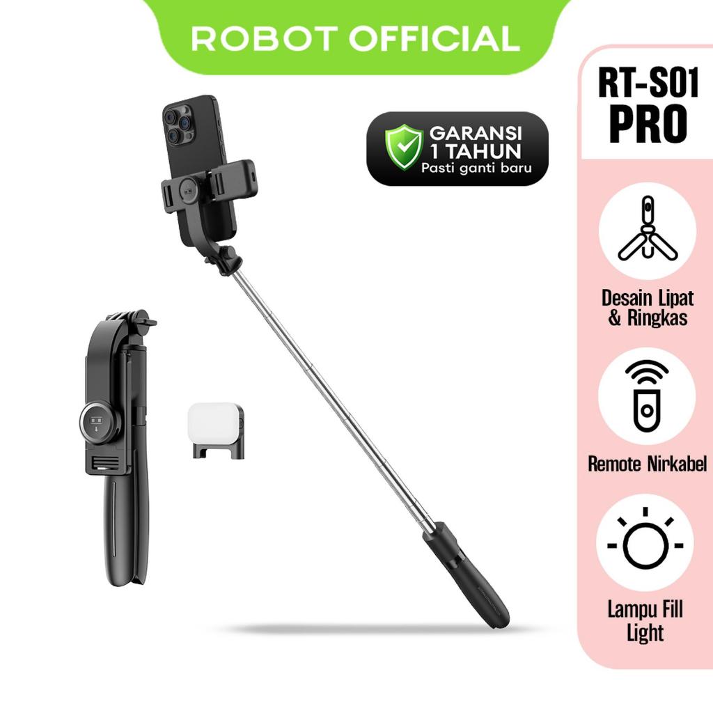 ROBOT RT-S01 Pro Mini Handheld Folding Bluetooth Selfie Stick ขาตั้ง ...