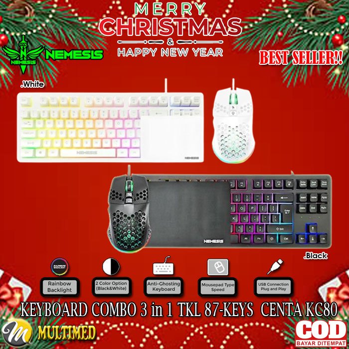 NYK Nemesis Keyboard Combo 3 in 1 CENTA KC80 TKL Gaming Set | Shopee ...